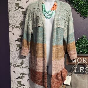 Maurices Watercolor Striped Gradient Cardigan